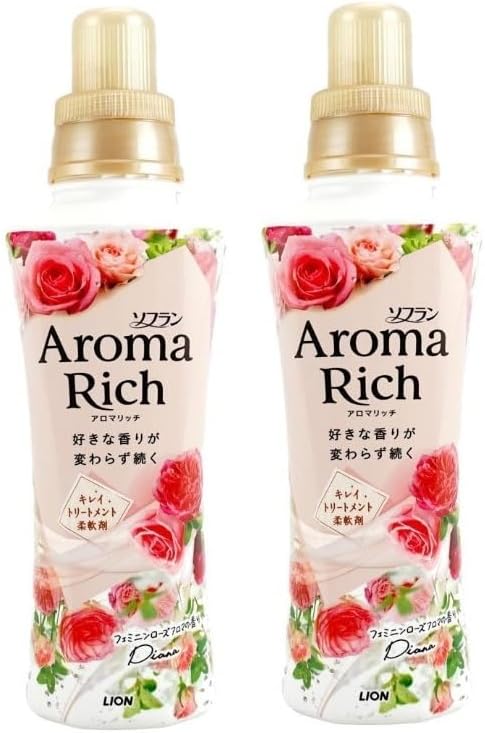 Soflan Fabric Clothing Softener Aroma Rich, Set of 2, Diana Scents, 16.2oz (480 ml)×2, Long-Lasting Fragrance, Made in Japan - Yummy-Yamaguchi Original Wipe Included (Diana)