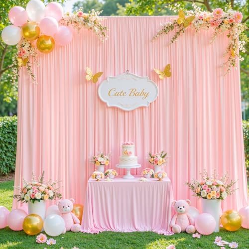10x10 Blush Pink Backdrop Curtain for Parties Baby Shower Wrinkle Free Pink Photo Curtains Backdrop Drapes Fabric Decoration for Wedding Birthday Party 5ft x 10ft,2 Panels