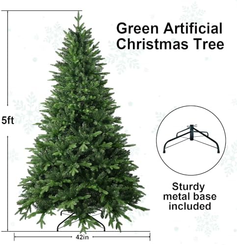 Treepool 5FT Unlit Artificial Christmas Tree, 1239 PE/PVC Tips, Small Rooms