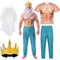 Cutecrop 4 Pcs Halloween Poseidon Merman Costume for Men