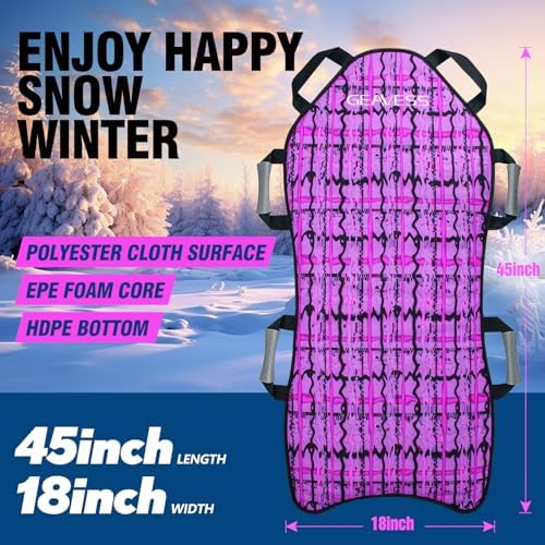 45"×18" Foldable Snow Sled, Pink