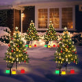 Mini Christmas Tree Solar Lights, Outdoor Decorations, 4 Pack