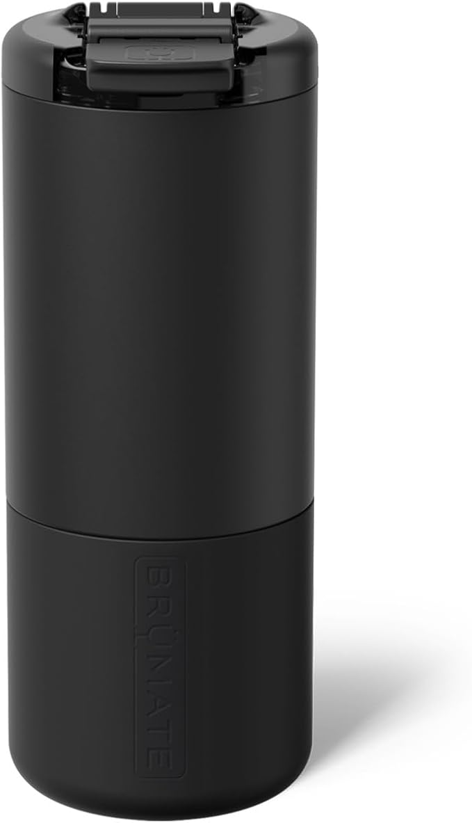 BrüMate Strova 18oz 100% Leakproof Insulated Coffee Mug | Ceramic-Lined Interior | Built-In Silicone Sleeve for Travel | Locking Flip Lid (Matte Black)