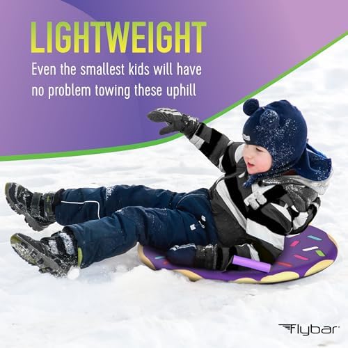 Flybar Snow Sled for Kids - Foam Saucer Disc Sled, Ages 6+, Easy Grip Handles, Durable with Slick Bottom & PE Core Build, Lightweight Sleds for Kids, Snow Toys for Kids Outdoor, Up to 110 lbs, 26"