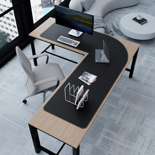 Chihein Leather Desk Mat L Shaped 61” x 72.8” x 23.6” (Black)