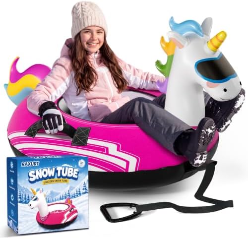 48'' Heavy Duty Snow Tube with Canvas Cover, Snow Sled for Kids & Adults