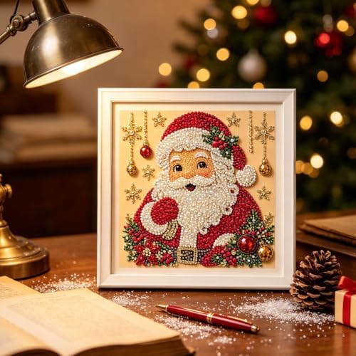 DIY Christmas Pearl Diamond Painting Art Kit Gifts Adults with Frame