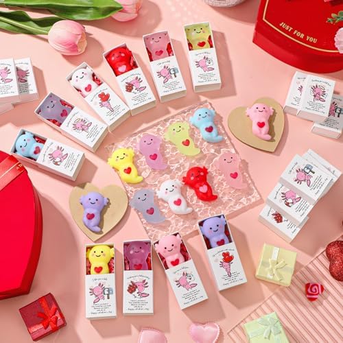 30 Sets Axolotl Valentines Gifts Valentines Party Favor with Support Boxes