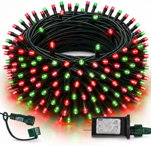 TW SHINE Christmas Lights, 200 LED 66FT Outdoor Christmas Lights Plug in with 8 Modes, Waterproof Light Outdoor, Indoor Xmas Decorations for Party Yard House Decor, Red and Green