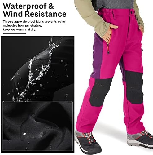 Jessie Kidden Kids Boys Girls Youth Waterproof Hiking Ski Snow Fleece Pants