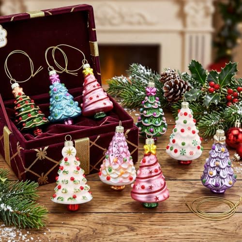 Sosation 8 Pcs Vintage Mercury Glass Christmas Tree Ornaments Tree Decor