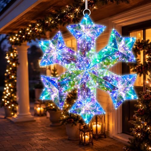 Nuanchu 2 Pcs 15" LED Christmas Snowflake Light Decor, Exotic Fantasy Wood