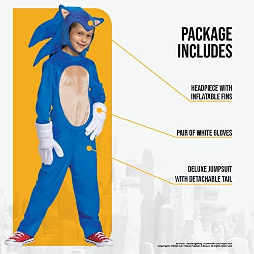 Sonic the Hedgehog Costume, Official Deluxe Sonic Movie Costume and Headpiece