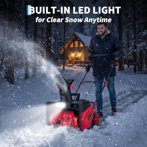 40V Cordless Snow Blower, 20-Inch, 2x4.0Ah Battery & Charger, LED
