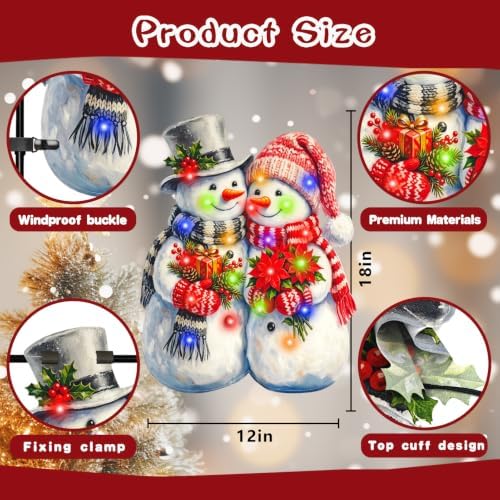 Lighted Christmas Garden Flag for Outside, Snowman, 12x18 In
