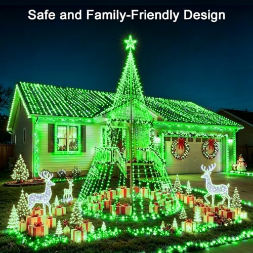KNONEW 403FT 1000 LED Christmas String Lights Outdoor Green Wire Fairy Light 8 Modes & Timer Plug in Waterproof LED String Lights for Xmas Yard Tree Wedding Party Holiday Decorations(Green)
