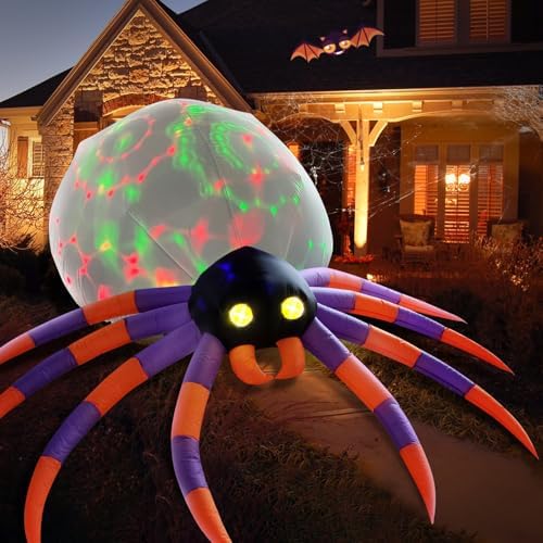 DomKom Giant 16FT Halloween Inflatable Decorations Spider, Build-in Magic LED Lights Holiday Blow Up Yard Decoration for Halloween Holiday Party Outdoor,Garden Yard Lawn Decor