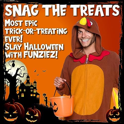 Funziez! Adult Onesie Halloween Costume Animal Dinosaur Shark Unisex Plush One Piece Cosplay Suit for Adults, Men and Women
