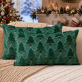 Allorry Christmas Pillow Covers 12x20 inch Set of 2 Christmas Decorations Soft Plush Faux Fur Wool Green Christmas Tree Throw Pillow Cases Winter Holiday Decor for Sofa Living Room PT-012A12