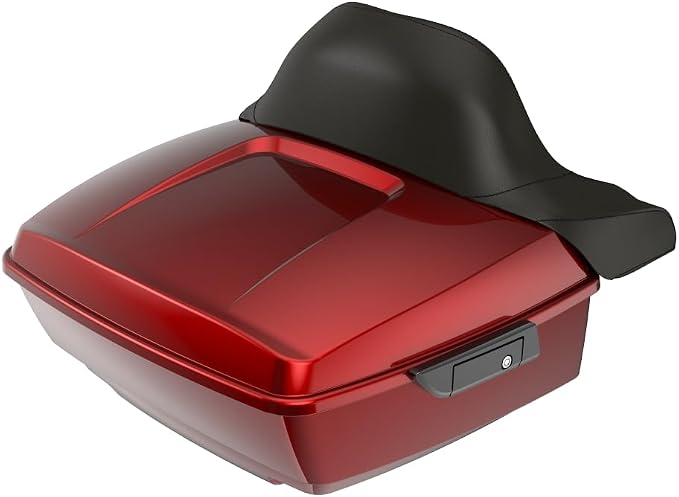 Advanblack Road Glide Tour Trunk Pack Heirloom Red Fade King Tour Trunk Pack Luggage +Wrap-Around Backrest Pad for '97-'25 Harley Touring Road King Street Glide Electra Glide CVO Models