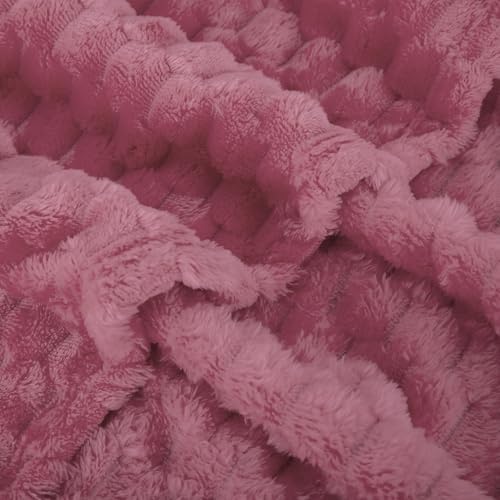 Dusty Pink Throw Blanket 50"×60" Gifts for Mom Fuzzy 3D Jacquard Decorative