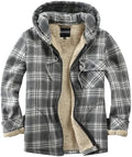 Elesuit Men's Full Zip Fleece Flannel Jacket Shirt Plaid Cotton Hoodie Coat