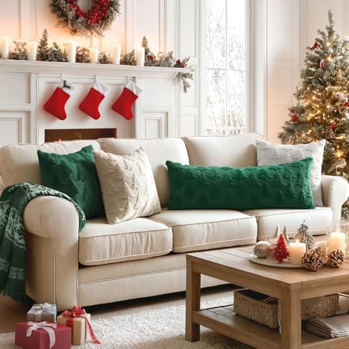 MIULEE Christmas Throw Pillow Cover Dark Green 14x36 Lumbar Body