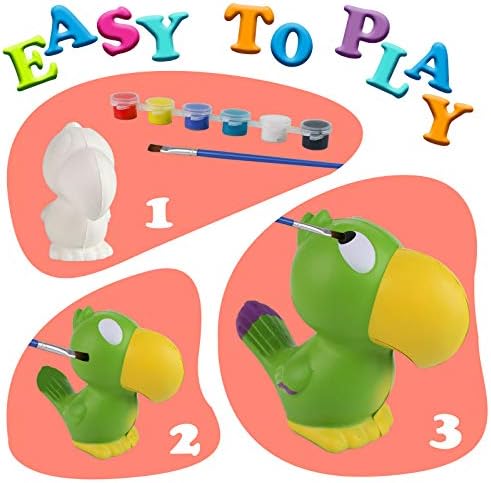 LovesTown Squishies Painting Kit, 6 PCS Squeeze Toys DIY Animal Paint Your Own Squishies for Birthday Gifts (Pack of 2)