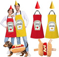 5 Pcs Ketchup Mustard Couples Costumes and Pet Hot Dog Costume