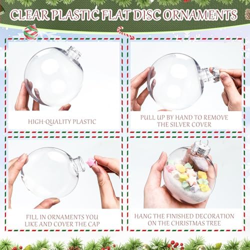 Wettarn 50 Pcs 4" Clear Plastic Disc Ornaments