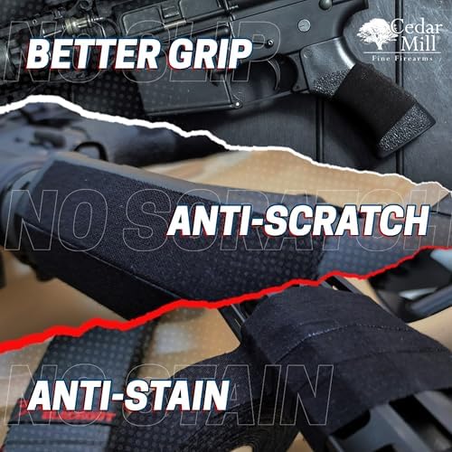 Cedar Mill Magazine Gun Tape 2-Pack Regular + 2-Pack Sticky – Water-Resistant Gun Grip Tape for Rifles, Pistols & Shotguns – Non-Reflective, No Residue, Durable Poly Cotton Wrap – 4-Pack