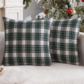 MIULEE Christmas Plaid Pillow Covers Scottish Tartan 26x26 Green and White