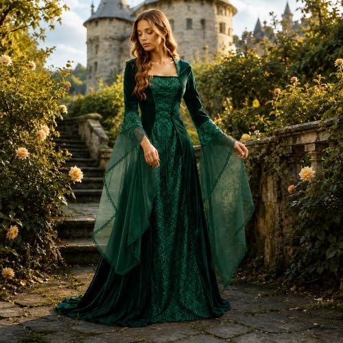 Women Deluxe Witch Dress Renaissance Vampire Halloween Costume