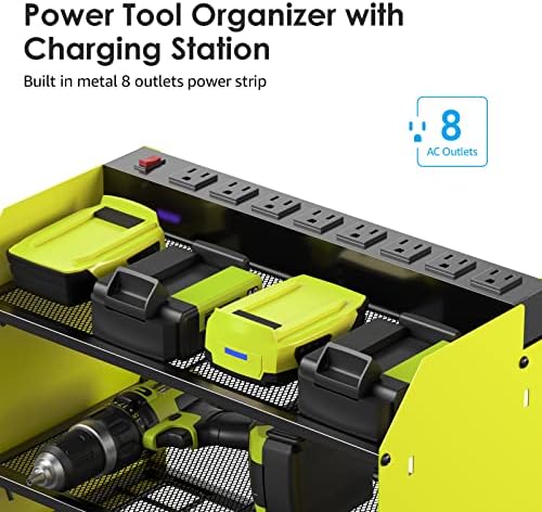 CCCEI Wall Mount Modular Tool Charging Organizer, Green, 2 Pack, 3 Tier.