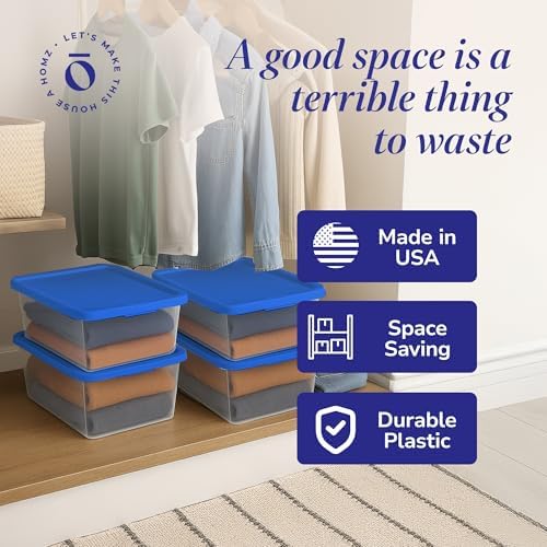 HOMZ Snaplock, Small Clear Plastic Storage Organizer Bins w/Lids, 4 Pack