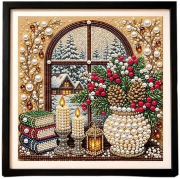 DIY Christmas Pearl Diamond Painting Art Kit Gifts Adults with Frame