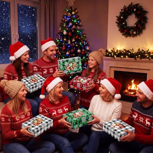 Tenceur 60 Pcs Christmas Cookie Box Window,8.8 x 5.8 x 2.8'',Buffalo