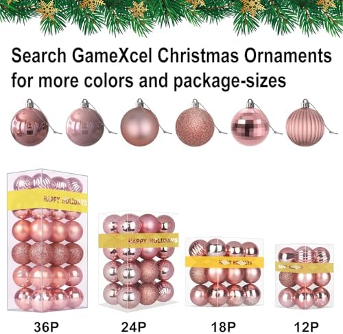 Rose Gold 2.5" Christmas Balls Christmas Tree Decoration Ornaments Shatterproof Hanging Balls for Birthday Halloween Holiday Wedding Decorations Set of 10pcs