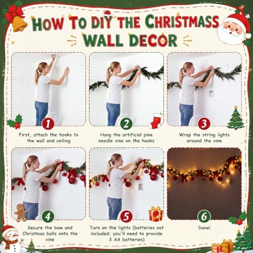 Flutesan 161 Pcs Christmas Hallway Ceiling Decor Kit, LED Lights Garland