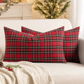 MIULEE Christmas Plaid Pillow Covers Scottish Tartan 12x20 Red