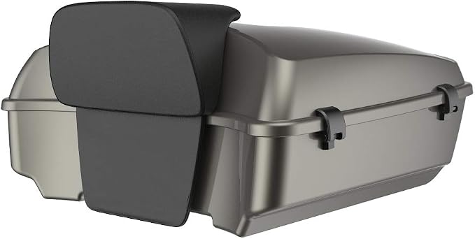 Advanblack Road Glide Tour Trunk Pack Industrial Gray Chopped Tour Trunk Pack Backrest Pad for '97-'25 Harley Touring Road King Street Glide Electra Glide CVO models