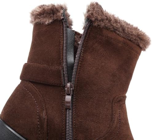 Womens Snow Boots Leather Winter Warm Boots Platform Ankle Booties