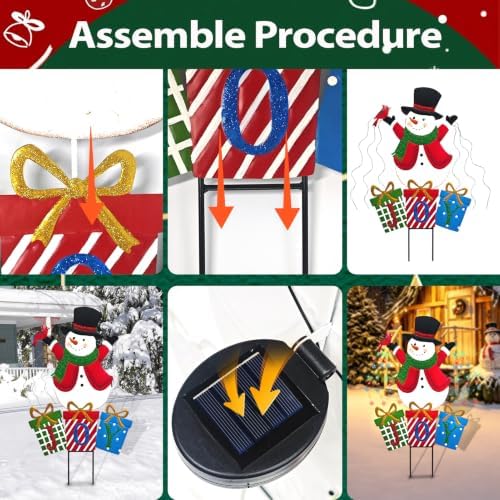 BRIGHTDECK Christmas Metal Stake Lights Outdoor Decorations, Joy Snowman