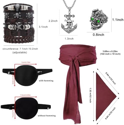10Pcs Men Medieval Viking Pirate Renaissance Costume