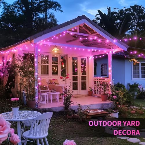 JMEXSUSS 600 LED Pink Christmas String Lights Indoor Outdoor Plug in