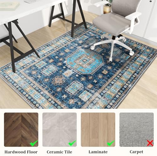 Office Chair Mat for Hardwood Floor, 48"x36" Easy Glide Computer Desk Mat Protector for Rolling Chair Under Desk Rug Nonslip Backing, Machine Wash (Modern)