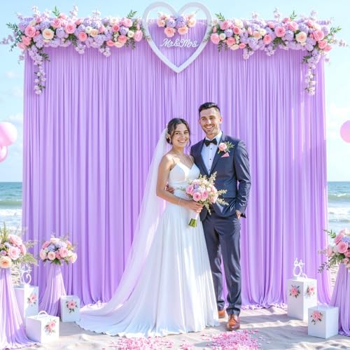 Lavender Backdrop Curtain for Parties Wedding Wrinkle Free Light Purple Photo Curtains Backdrop Drapes Fabric Decoration for Baby Shower Photoshoot 5ft x 7ft,2 Panels
