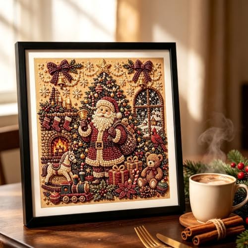 DIY Christmas Pearl Diamond Painting Art Kit Gifts Adults with Frame