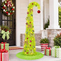 6FT Whimsical Pop-Up Christmas Tree with Lights 30” Tree Skirt, Green