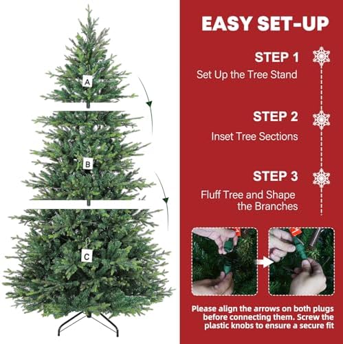 Hykolity 7.5 ft Prelit Christmas Tree with Realistic PE Foliage